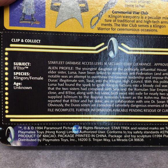 STAR TREK Generations B-Etor Playmates Figure - Picture 12 of 12